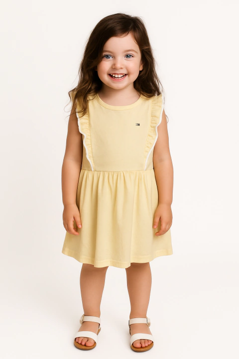 Vestido Tommy Hilfiger Babados Amarelo - TH3820 - Tamanho 4 - 5 anos - comprar online