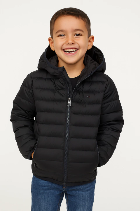 Jaqueta Infantil Puffer Tommy Hilfiger Preta - TH98321 - Tamanho 6 - 7 anos - comprar online