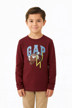 Camiseta Manga Longa Gap Bordô - GAP08 - Tamanho 4 anos - comprar online