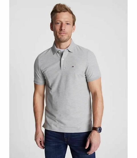 Camiseta Polo Masculina Tommy Hilfiger Manga Curta Cinza - TH7063 - Tamanho M