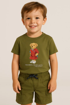 Bermuda Sarja Ralph Lauren Verde Militar - RL120 - Tamanho 3 anos - comprar online