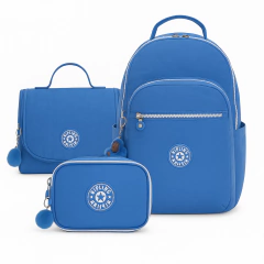 Conjunto Escolar Kipling Color Mochila Estojo Lancheira Azul - comprar online