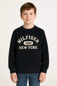 Moletom Tommy Hilfiger Fleece Azul Marinho - TH0559 - Tamanho 10 anos - comprar online