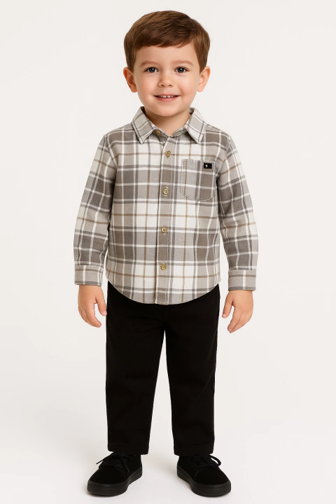 Conjunto Calvin Klein Camisa Xadrez - Tamanho 5 anos - comprar online