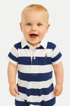 Romper Ralph Lauren c/ Azul listrado - RL2004 - Tamanho 9 meses - comprar online