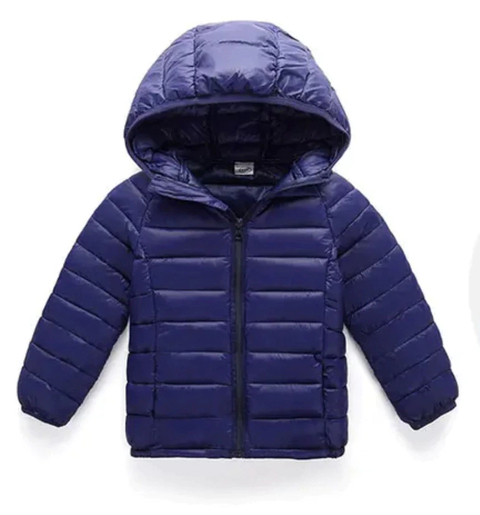 Jaqueta Puffer Infantil Ultraleve - Cor Azul Escuro - Tamanho 4 anos