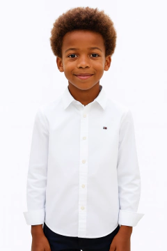 Camisa Social Tommy Hilfiger Stretch Oxford Branca - TH120 - Menino - Tamanho 16 - 18 anos - comprar online