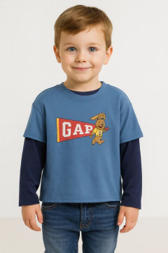 Camiseta Manga Longa Gap Blue- GAP81- Tamanho 4 anos - comprar online