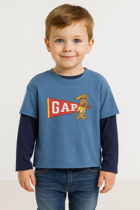 Camiseta Manga Longa Gap Blue- GAP81- Tamanho 4 anos - comprar online