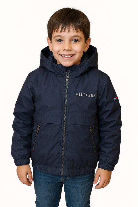 Jaqueta Corta Vento Infantil Tommy Hilfiger Azul Marinho - TH0073 - Tamanho 8 - 10 anos - comprar online