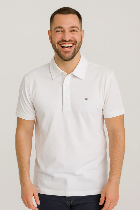 Camiseta Masculina Polo STRETCH/COTTON Tommy Hilfiger Branca - TH811 - Tamanho M - comprar online