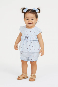 Vestido e Calcinha Tommy Hilfiger Baby Azul Claro - TH011 - Tamanho 18 meses - comprar online