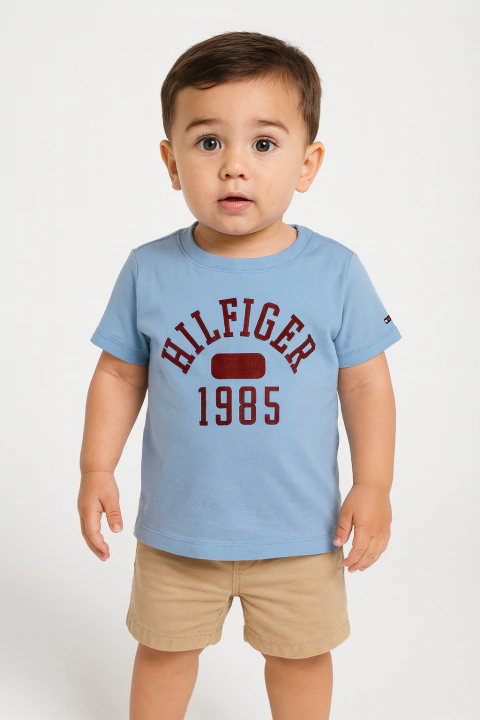 Camiseta Tommy Hilfiger Azul Clara - TH008 - Tamanho 2 - 3 anos - comprar online