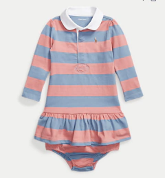 Vestido & Calcinha Ralph Lauren Polo Bloomer - RL7027 - Tamanho 12 meses