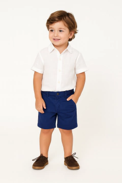 Bermuda Infantil Linho Polo Ralph Lauren Azul Marinho - RL1423 - Tamanho 4 anos - comprar online