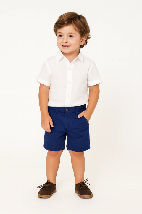 Bermuda Infantil Linho Polo Ralph Lauren Azul Marinho - RL1423 - Tamanho 4 anos - comprar online