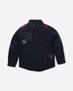 Camisa Tommy Hilfiger Manga Comprida Azul Marinho - TH198 - Tamanho 4 - 5 anos na internet