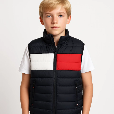 Colete Puffer Infantil Tommy Hilfiger Azul Marinho - TH0099 - Tamanho 12 - 14 anos - comprar online