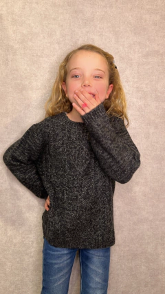 Blusão Tommy Hilfiger Menina Cinza Mescla Escuro - TH075 - Tamanho 6 - 7 anos - Mimos de Orlando