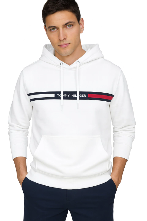 Moletom Fleece Tommy Masculino Branco - TH3290 - Tamanho M - comprar online