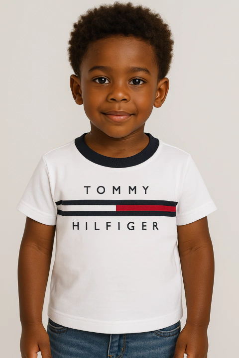 Camiseta Tommy Hilfiger Branco Detalhe - TH588 - Tamanho 4 -5 anos - comprar online