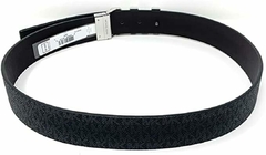 Cinto Michael Kors Reversível Preto Logo/Preto - Fivela prateada - Tamanho G na internet
