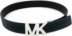 Cinto Michael Kors Reversível Preto Logo/Preto - Fivela prateada - Tamanho M - comprar online