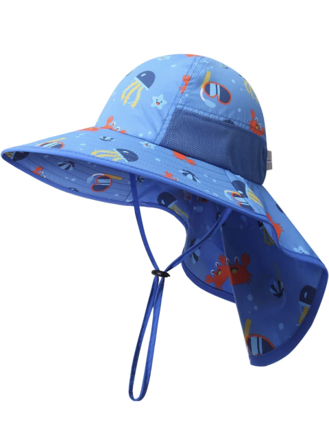Chapéu Proteção Solar Ocean Azul - Tamanho de 2 a 9 anos - FPS 50+