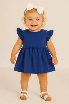 Vestido Tommy Hilfiger Azul Royal Baby - TH5985 - Tamanho 18 meses - comprar online