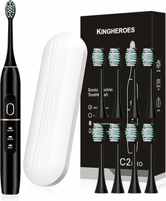 Escova De Dentes Elétrica Com 8 Cabeças E 4 Modos - Kingheroes - Preta - comprar online