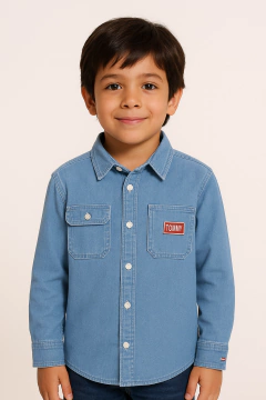 Camisa Jeans Tommy Hilfiger - T6167 - Tamanho 8 - 10 anos - comprar online