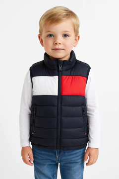 Colete Puffer Infantil Tommy Hilfiger Azul Marinho - TH0099 - Tamanho 4 - 5 anos - comprar online