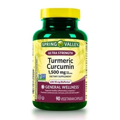 Turmeric Curcumin Spring Valley - 1500mg - 90 cápsulas - EXP 10/26