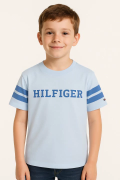 Camiseta Tommy Hilfiger Infantil Branca Logo Azul - TH1129 - Tamanho 8 - 10 anos - comprar online