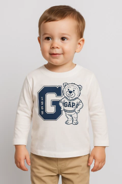 Camiseta Manga Longa Gap Branca- GAP881- Tamanho 4 anos - comprar online