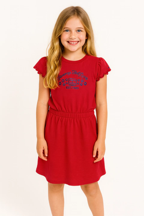 Vestido Tommy Hilfiger Infantil Vermelho - TH2098 - Tamanho 8 - 10 anos - comprar online