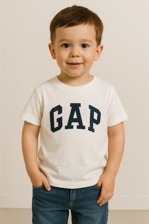 Camiseta Gap Branca Logo Azul Marinho - GAP8654 - Tamanho 4 anos - comprar online
