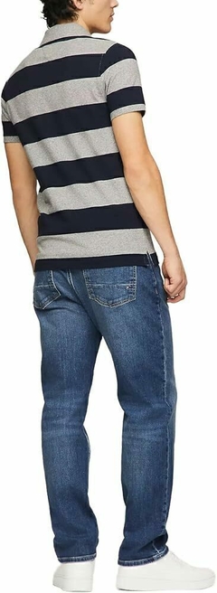 Camiseta Masculina Gola Polo Tommy Hilfiger Slim Fit Stretch - Cinza/Marinho - Tamanho G na internet