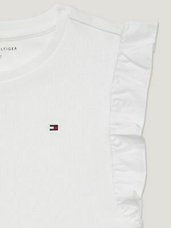 T-shirt com babado Tommy Hilfiger - Branca -TH40787 - Tamanho 6 - 7 anos na internet