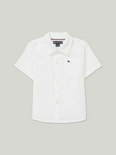 Camisa Stretch Oxford Tommy Hilfiger Branca - TH7142 - Tamanho 24 meses