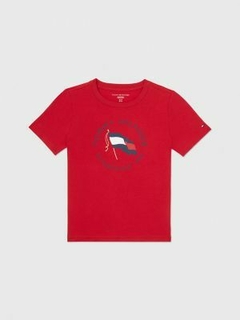 Camiseta Tommy Hilfiger Vermelha - TH7643- Tamanho 16 - 18 anos - comprar online