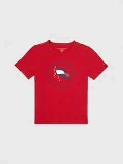 Camiseta Tommy Hilfiger Vermelha - TH7643- Tamanho 12 - 14 anos - comprar online