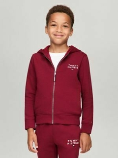 Moletom Capuz Zíper Tommy Hilfiger Menino Bordô- TH00987 - Tamanho 6 - 7 anos
