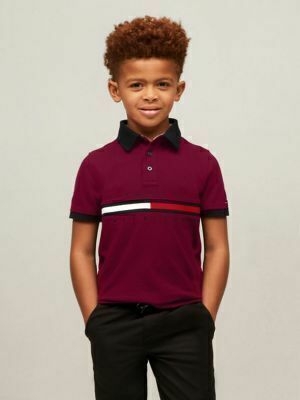 Camiseta Polo Tommy Hilfiger Bordô- TH95424 - Tamanho 12 - 14 anos