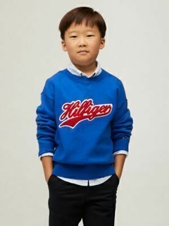 Sweater Tommy Hilfiger Menino Azul Bordado - TH0899- Tamanho 6 - 7 anos