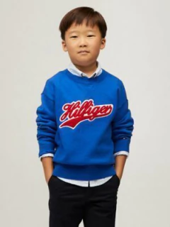 Sweater Tommy Hilfiger Menino Azul Bordado - TH0899- Tamanho 8 - 10 anos
