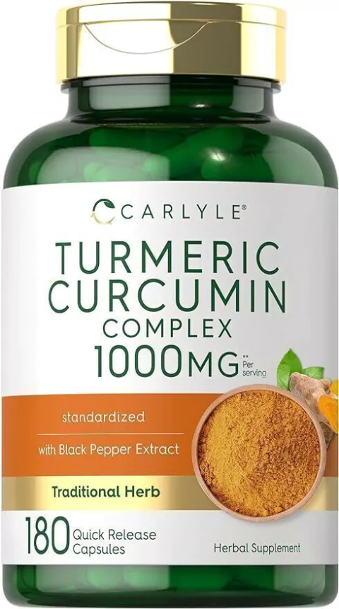 Turmeric Curcumin com Pimenta Preta Carlyle - 1000mg | 180 Cápsulas - Exp 03/27