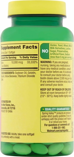 Biotin 10000 mcg 120 Softgel Spring Valley - comprar online