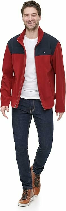 Jaqueta Fleece Tommy Hilfiger Masculina - Vinho/Azul Marinho - TH6534 - Tamanho G - comprar online