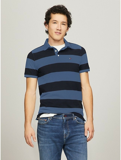 Camiseta Masculina Gola Polo Tommy Hilfiger Slim Fit Stretch - Azul/Marinho - Tamanho M